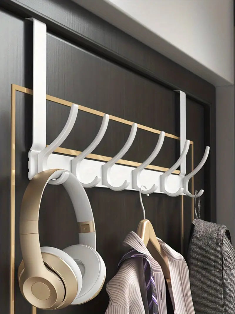 Over The Door Hooks - 6 Hook Space Aluminum Hanger
