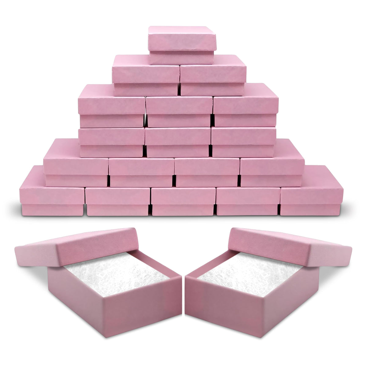 Novel Box 20 Pack Pink Jewelry Gift Box 3x2.25x1in with Cotton Filled | Cardboard Jewelry Box | Gift Boxes with Lids Made in USA | Boxes for Bracelet Necklace Ring Earrings