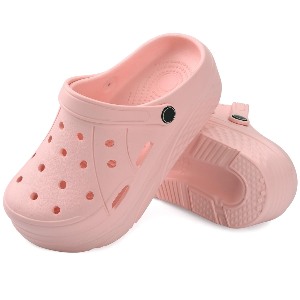 VONMAY Womens Platform Clogs Garden Shoes with Arch Support Comfortable Slip-on Slide Sandals Beach Slippers (Pink)