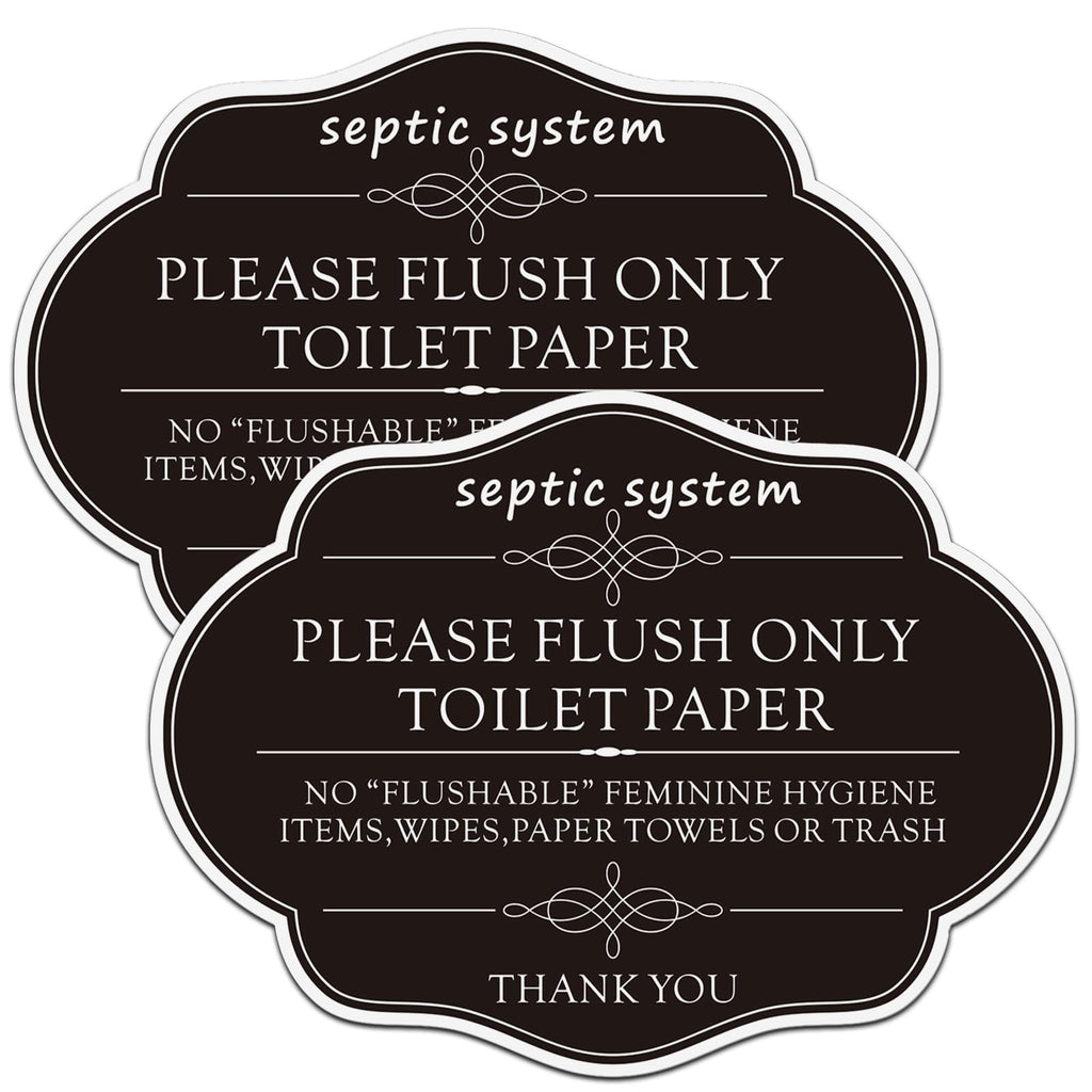Do Not Flush Rules Bathroom SignsRAMIEYOO Designer Sign For Septic SystmePlease Flush Only Toilet PaperGreat for HomeBusiness or RVCabin (Black A)