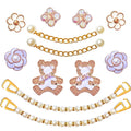 BOAJUNWU Bling Shoe Charms for Women and GirlsGirly Golden Bling Shoe Charms for ClogDiamond Bling Chain Charms Cute Designer Shoe Decoration Jewels Birthday Gifts Party Favors