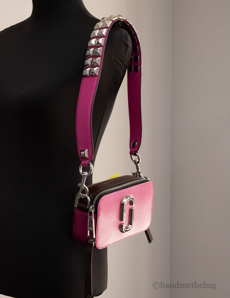 Marc Jacobs The Studded Snapshot Saffiano Leather Magenta Shoulder Handbag