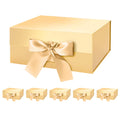 HAPPY POTATO 6 Gift Boxes with Ribbon 9x6.5x3.8 Inches Gold Gift Boxes with Lids Bridesmaid Proposal Boxes Magnetic Gift Boxes for Presents (Glossy Gold Pack of 6)
