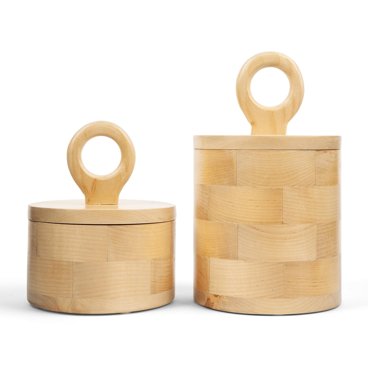 HILARI COLLECTIVE - Premium Designer Wood Canister with Lids - Set of 2 - Decorative Jars for Kitchen Decor Dining Room and Pantry