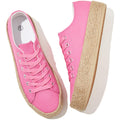 Waluzs Canvas Shoes for Women Pink Platform Sneakers Low Top Lace Up Tennis Shoes Comfortable Casual Walking Shoes US 11