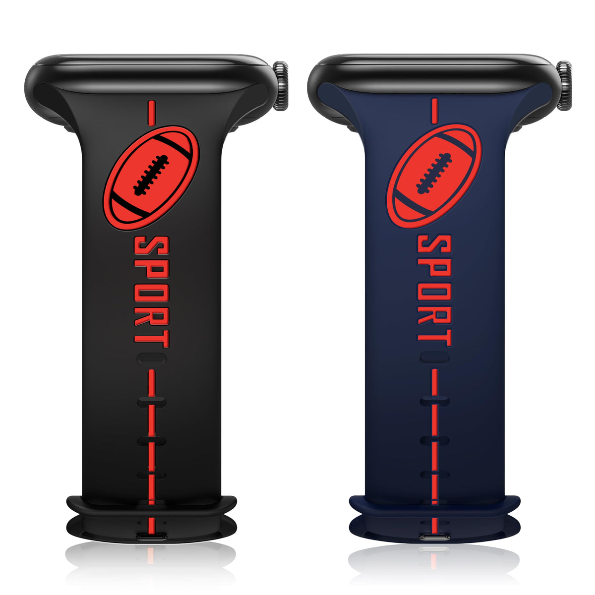 2 Pack Sport Band Compatible with Apple Watch Band 40mm 41mm 38mm 49mm 46mm 45mm 42mm 44mm Women Men Unique Two-Tone Football Designer Silicone Strap for iWatch Series 10 9 8 7 6 5 4 3 2 1 SE Ultra