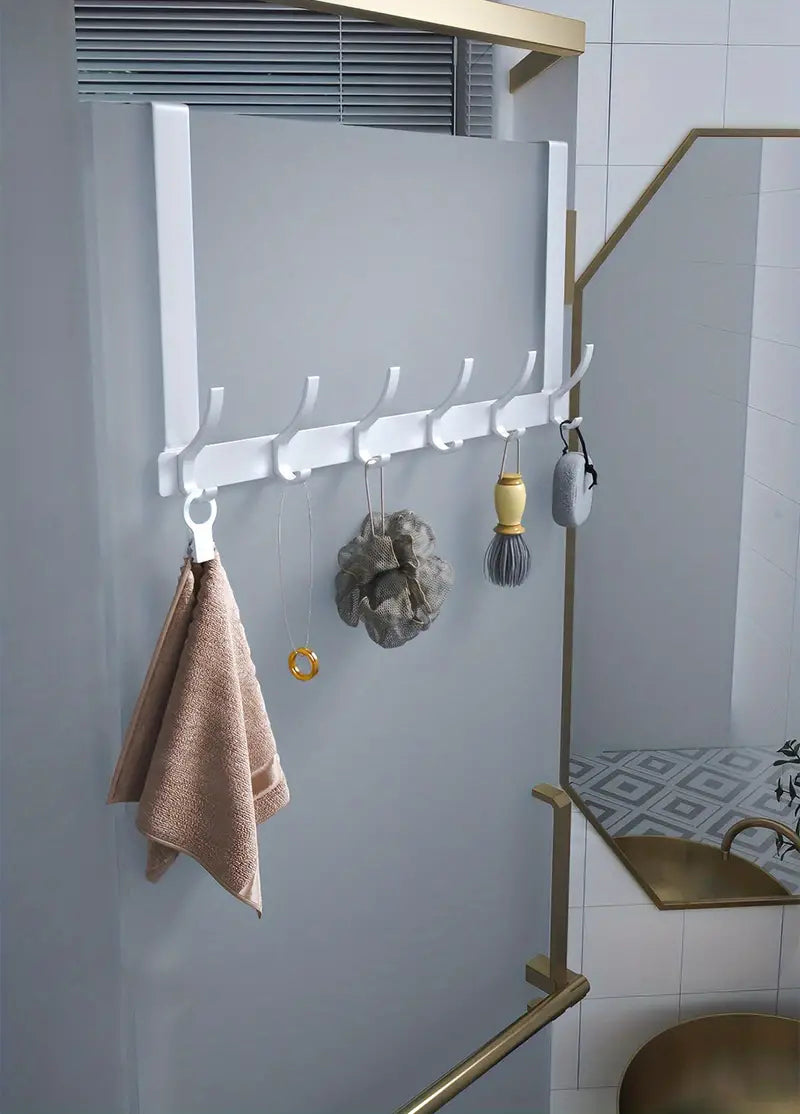 Over The Door Hooks - 6 Hook Space Aluminum Hanger