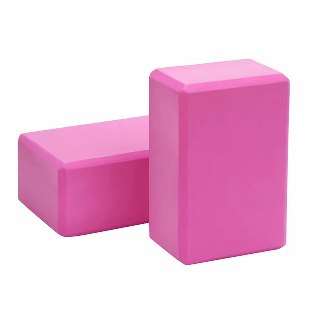 MBKHFLL (Pink-2 Pack) Yoga Block - Supportive Latex-Free Eva Foam - Soft Non-Slip Surface with Beveled Edges for Yoga Pilates Meditation - Yoga Accessories for Stability Balance Deepen Stretches