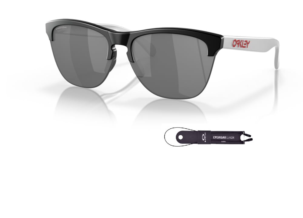 Oakley Frogskins Lite OO9374 937453 63MM Matte Black/Prizm Black Round Sunglasses for Men + BUNDLE Accessory Leash + Designer iWear Kit
