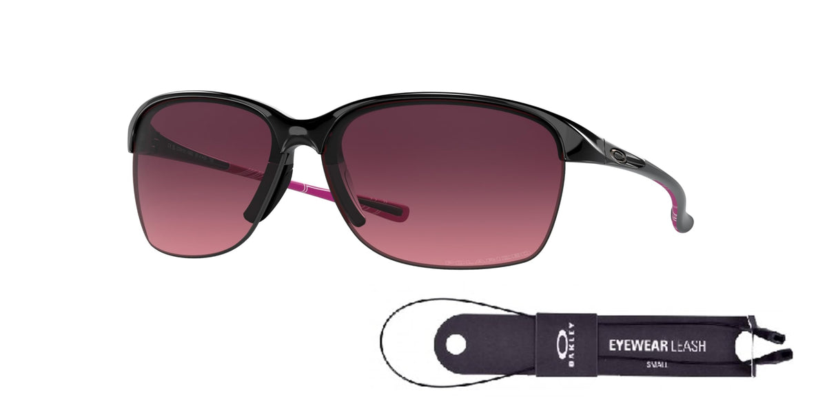 Oakley Unstoppable OO9191 919110 65MM Polished Black/Rose Gradient Polarized Rectangular Sunglasses for Women + BUNDLE Accessory Leash + Designer iWear Kit
