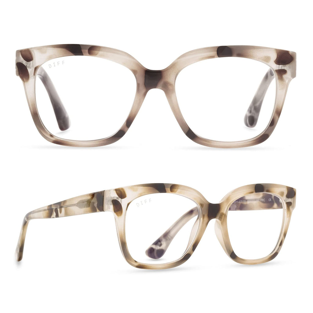 DIFF Reading glasses for Women Lightweight Oversized Readers Ava 1.5 designer blue light glasses with magnification Cream Tortoise