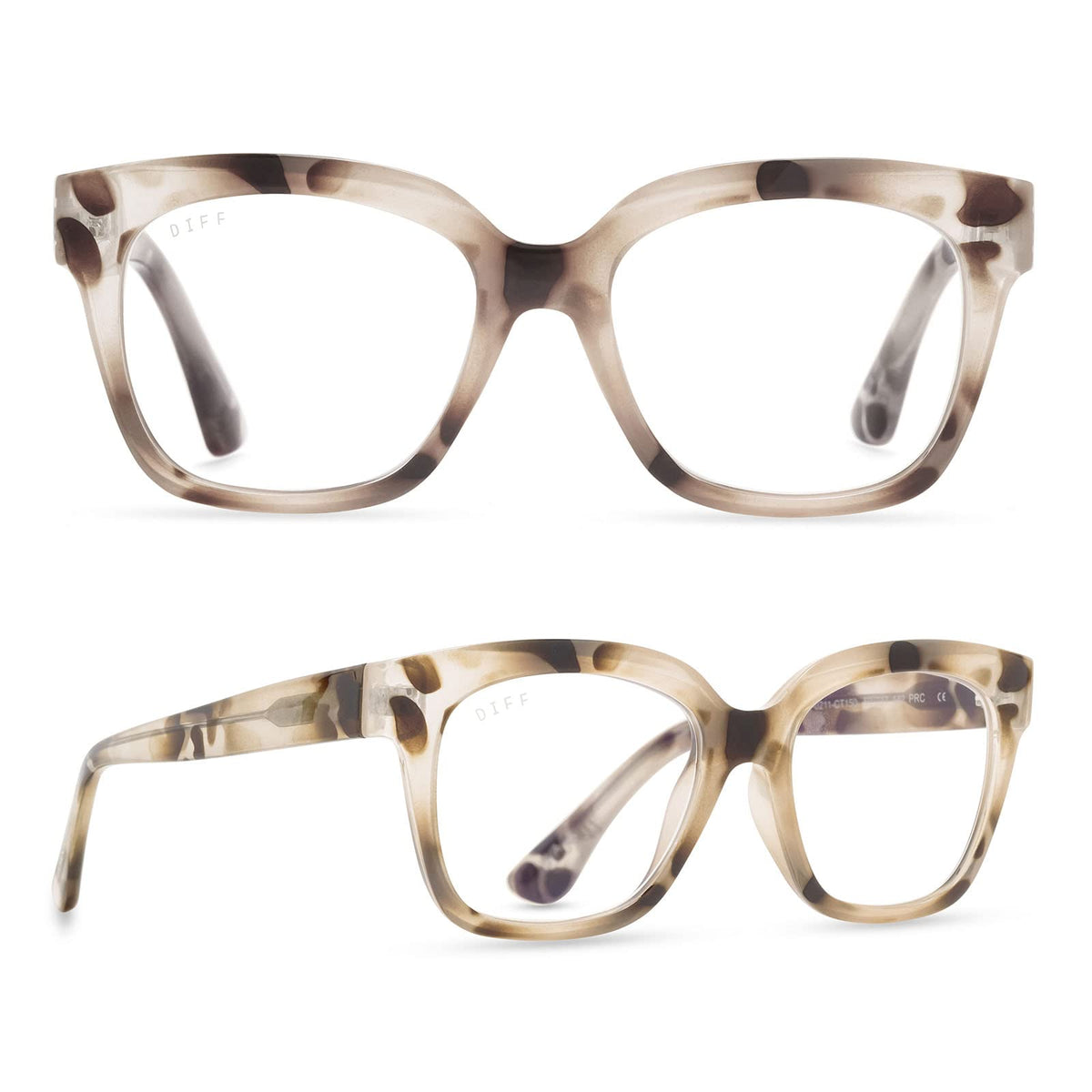 DIFF Reading glasses for Women Lightweight Oversized Readers Ava 1.5 designer blue light glasses with magnification Cream Tortoise