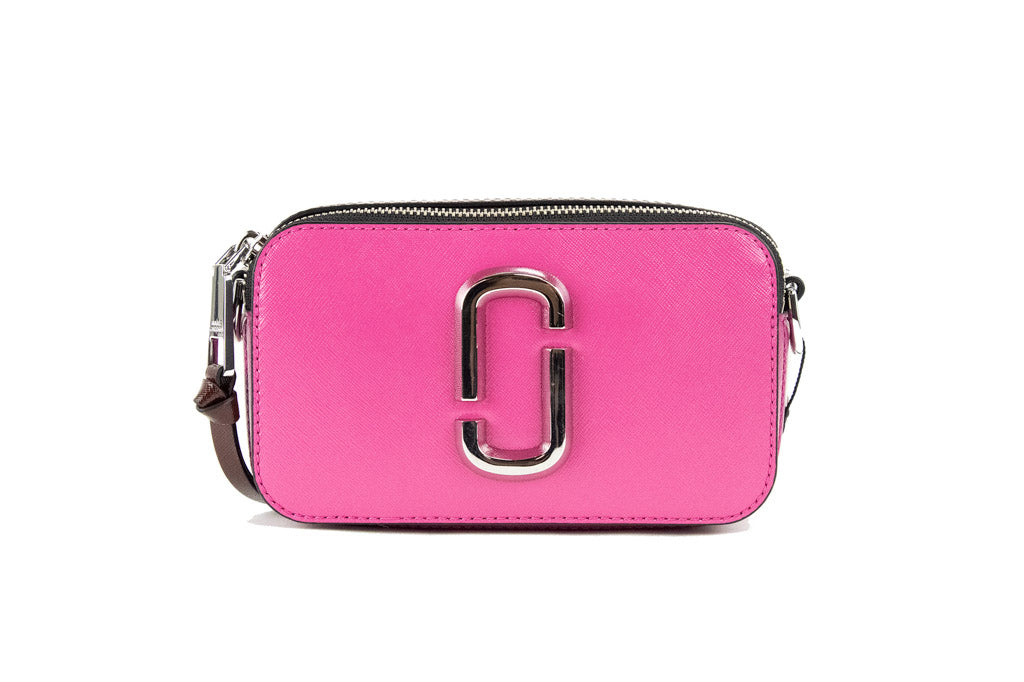 Marc Jacobs The Studded Snapshot Saffiano Leather Magenta Shoulder Handbag