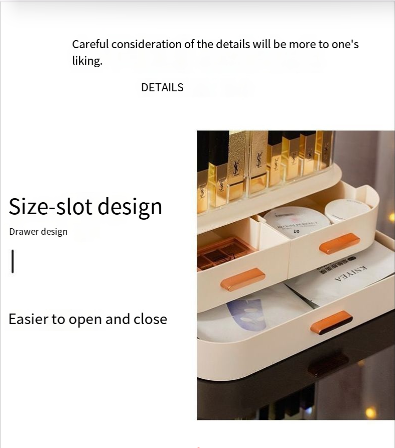 Mirror Integrated Cosmetics Storage Box