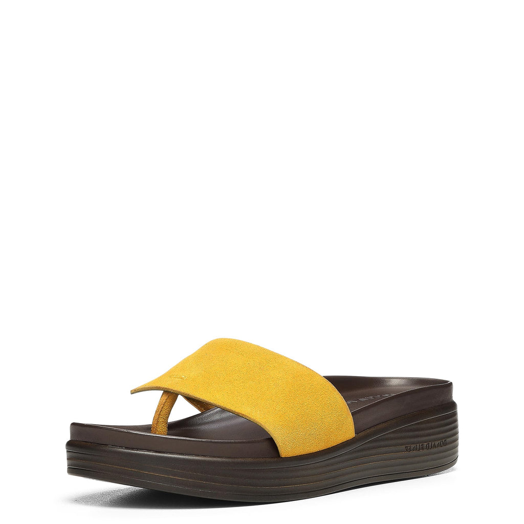 Donald Pliner FIFI Suede Slide Platform Shoes Comfortable Sandals for Women Dijon 9
