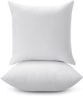 LANE LINEN 18 x 18 Throw Pillow Insert - Pack of 2 White Down Alternative Pillow Inserts for Decorative Pillow Covers Throw Pillows for Bed Couch Pillows for Living Room