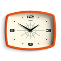 JONES CLOCKS® Movie Wall Clock | Retro Rectangular Clock | 10 inch | Orange | Cool Designer Look for Kitchen Living Room or Office