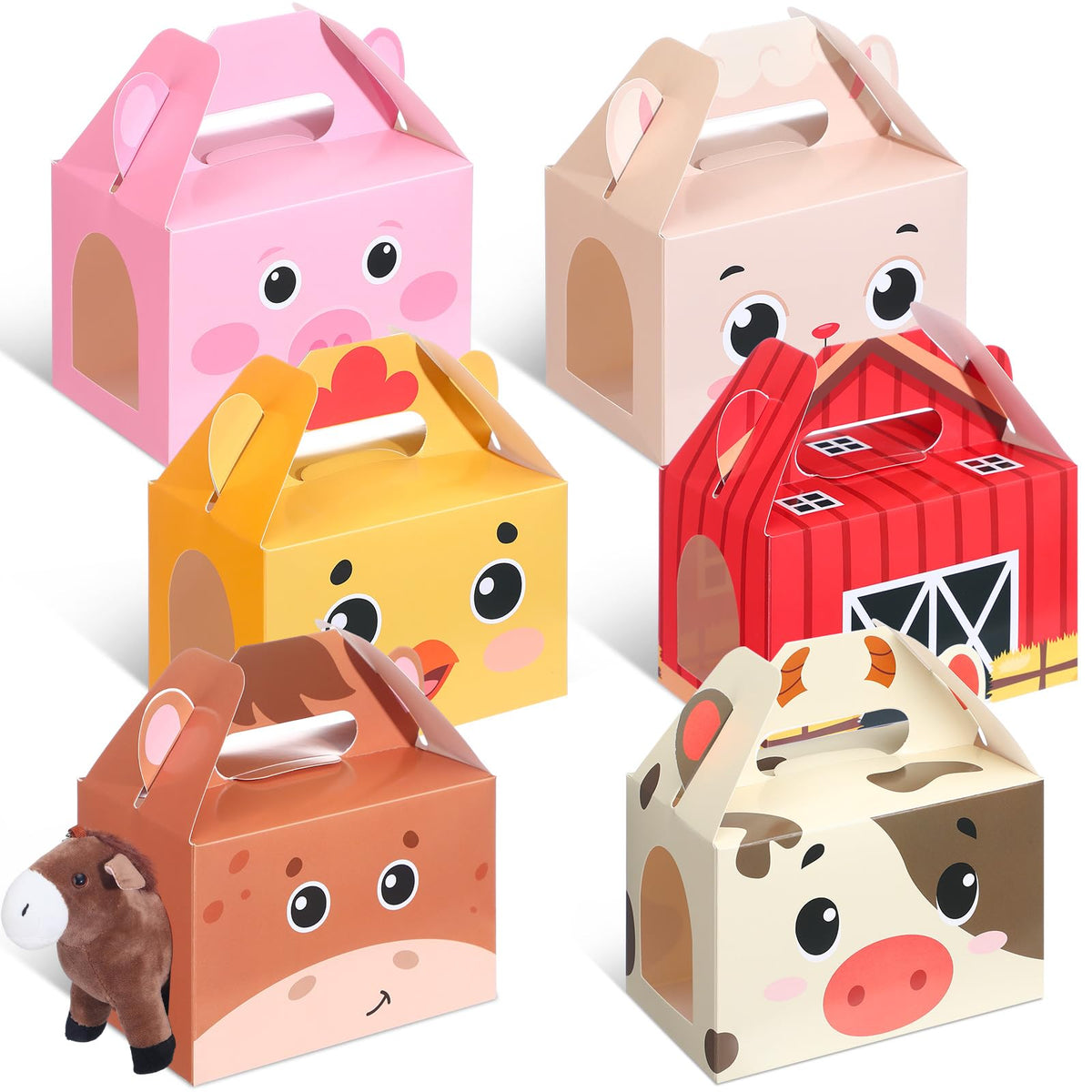 Fainne 24 Pcs Party Favors Boxes Treat Boxes Foldable Gift Boxes Candy Goodie Boxes Decorations Adopt Pet Gift for Birthday Wedding Bridal Shower Party Favors(Farm)
