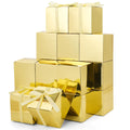 VGOODALL 50PCS Party Favor Boxes Small Gift Boxes Mini Gift Boxes with Ribbons 3 x 3 x 3 inches Tiny Cardboard Boxes Treat Boxes for Wedding Birthday Party Gold