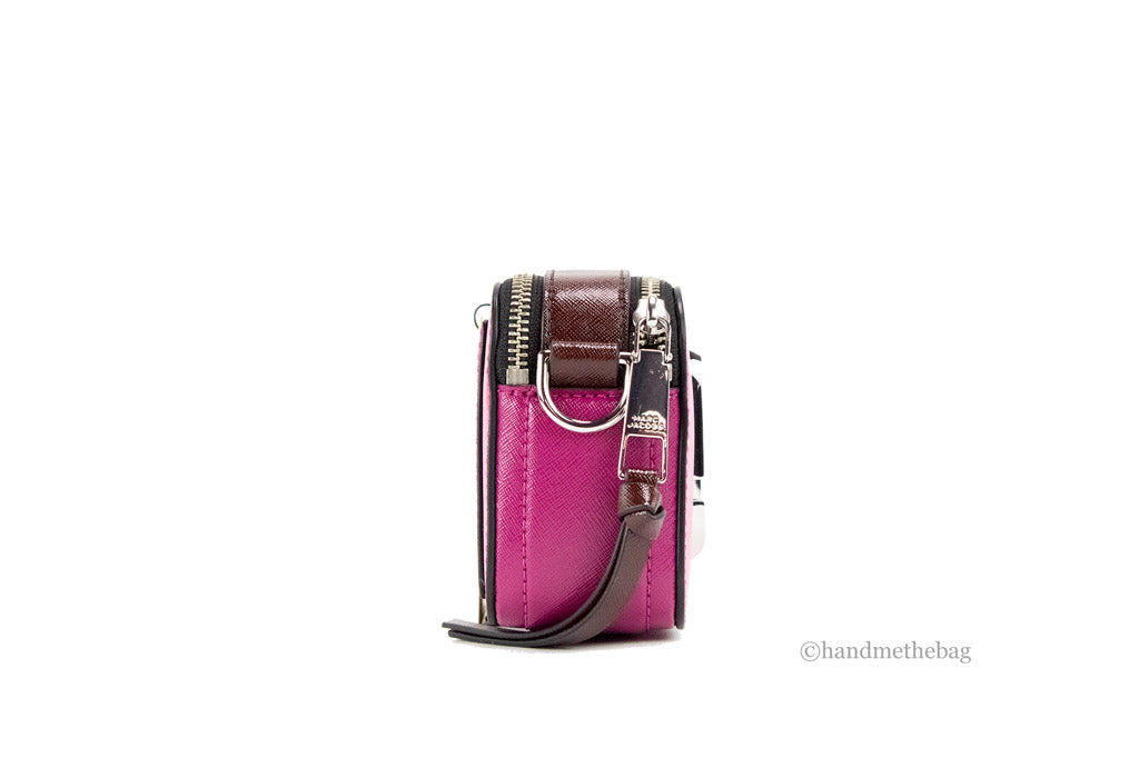 Marc Jacobs The Studded Snapshot Saffiano Leather Magenta Shoulder Handbag