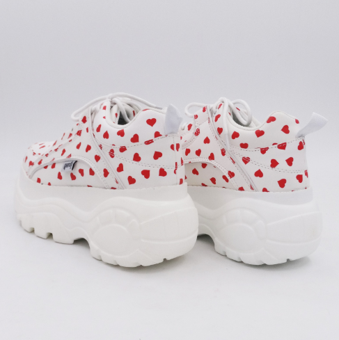 Heart-Shaped White Platform Shoes with Thick Soles