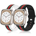 [2 Pack] Designer Bands Compatible with Apple Watch Band 38mm 40mm 41mm 42mm 44mm 45mm 46mm 49mm Men Women Soft Silicone Sport Band Strap for Apple Watch Ultra 2 iWatch Series 10 9 8 7 SE 6 5 4 3 2 1